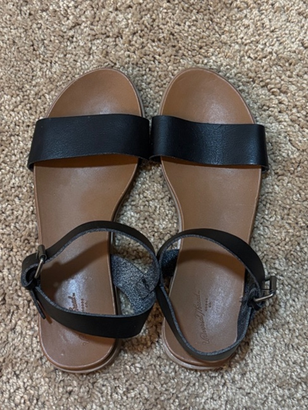 Seychelles Black and Brown Two-Piece Strap Sandals